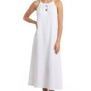 NEW ARUBA BLUE midi cover up dress in white